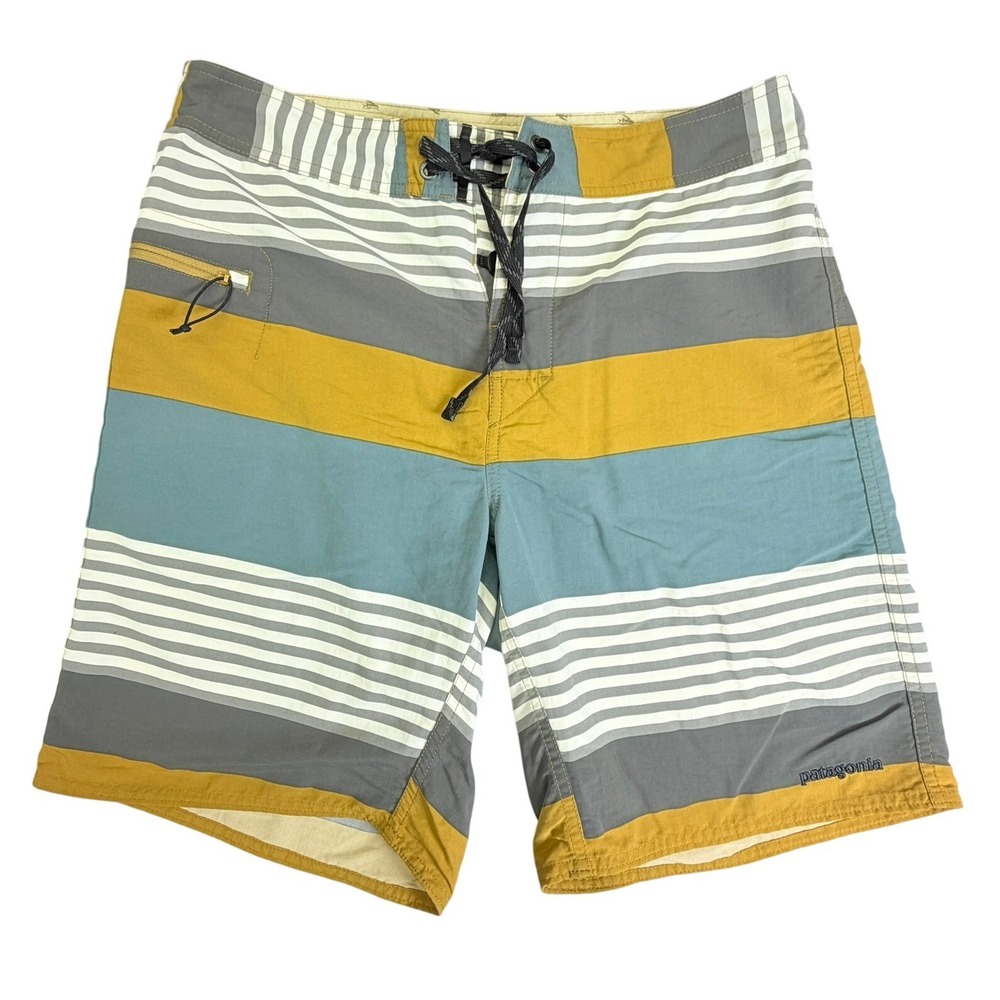 Patagonia Board Shorts Mens 32 Multi Color Striped Lace Up Swim Trunks